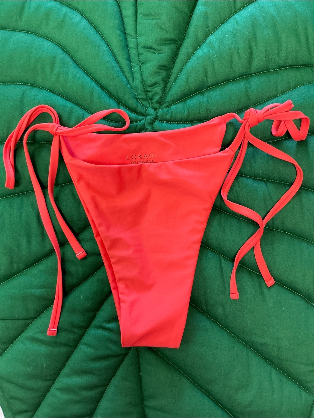NWOT Lokahi Swimwear Hailey tie string bikini bottom, size XL. Color: Orange.